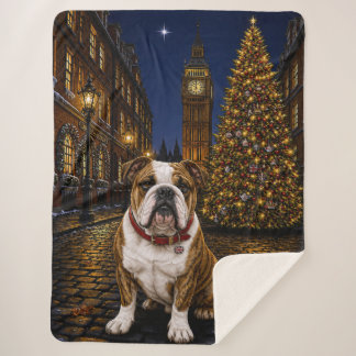 Brindle Bulldog Holiday Sherpa Blanket