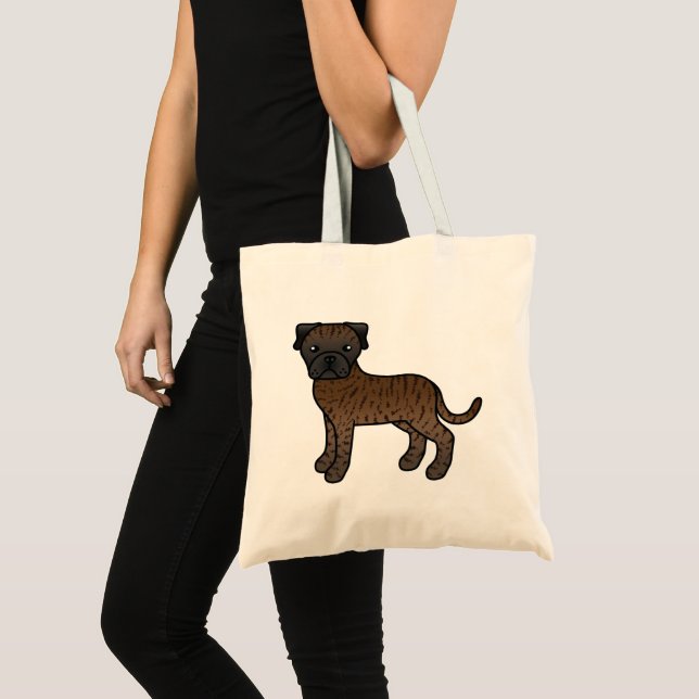Brindle Bullmastiff Cartoon Dog Tote Bag (Front (Product))