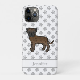 Brindle Bullmastiff Cute Cartoon Dog & Name iPhone 11 Pro Case