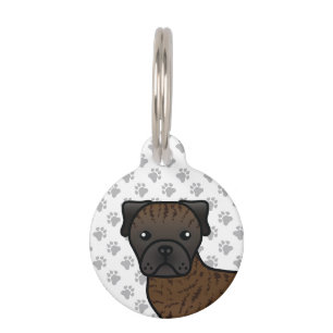 Brindle Bullmastiff Cute Cartoon Dog & Pet's Info Pet Tag