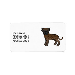Brindle Bullmastiff Cute Cartoon Dog & Text Label