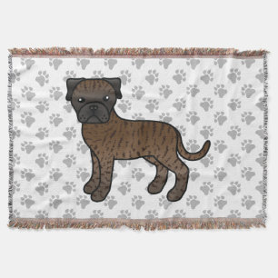 Brindle Bullmastiff Cute Cartoon Dog Throw Blanket