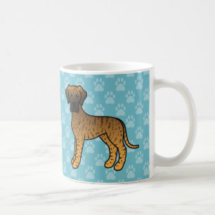 Brindle Cartoon Great Dane Dogs On Blue Coffee Mug