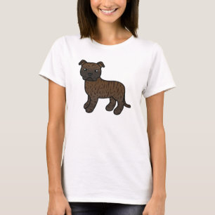 Brindle Cartoon Staffordshire Bull Terrier T-Shirt
