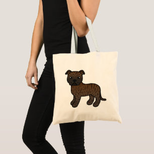 Brindle Cartoon Staffordshire Bull Terrier Tote Bag