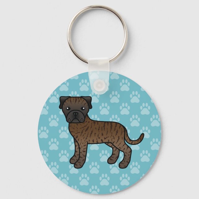 Brindle Cute Bullmastiff Dog Key Ring (Front)