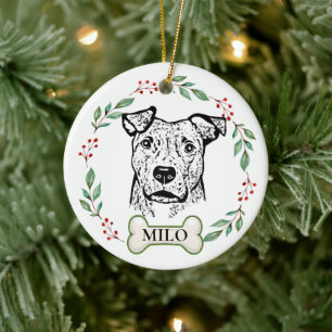 Brindle Dog Personalised Hand Drawing Ceramic Ornament