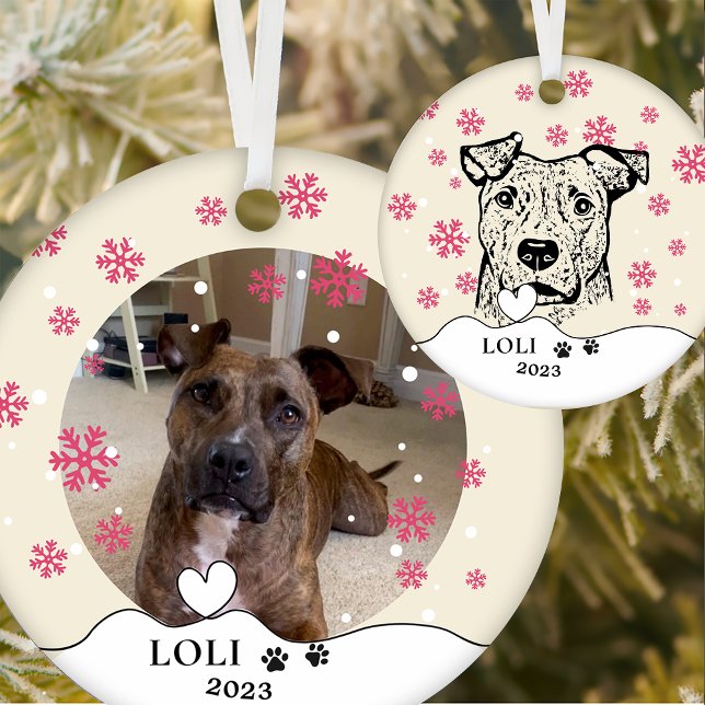 Brindle Dog Personalised Hand Drawing Ceramic Ornament (Creator Uploaded)