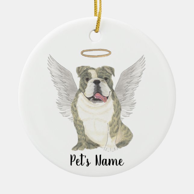 Brindle English Bulldog Sympathy Memorial Ceramic Ornament (Front)