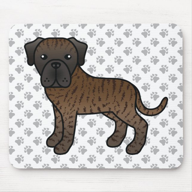 Brindle English Mastiff Cute Cartoon Dog Mouse Pad (Front)