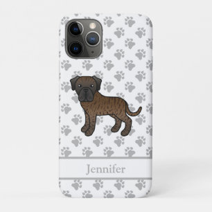 Brindle English Mastiff Cute Cartoon Dog & Name iPhone 11 Pro Case