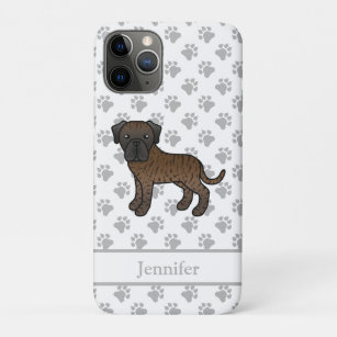 Brindle English Mastiff Cute Cartoon Dog & Name Case-Mate iPhone Case