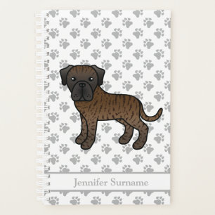 Brindle English Mastiff Cute Cartoon Dog & Text Planner