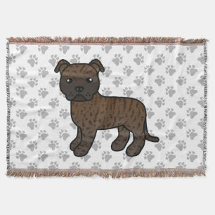 Brindle English Staffordshire Bull Terrier Dog Throw Blanket