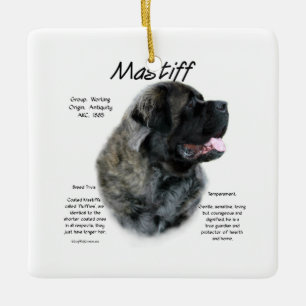 Brindle Fluffy Mastiff History  Ceramic Ornament