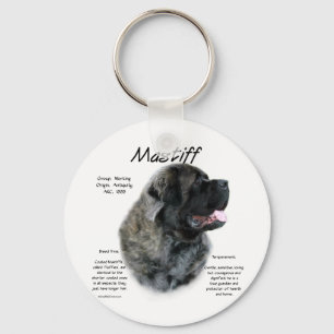 Brindle Fluffy Mastiff History Key Ring