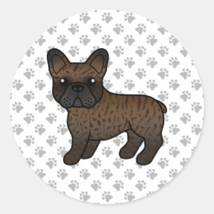 Brindle French Bulldog Cute Cartoon Dog Classic Round Sticker