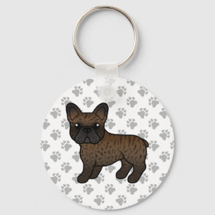 Brindle French Bulldog Cute Cartoon Dog Key Ring
