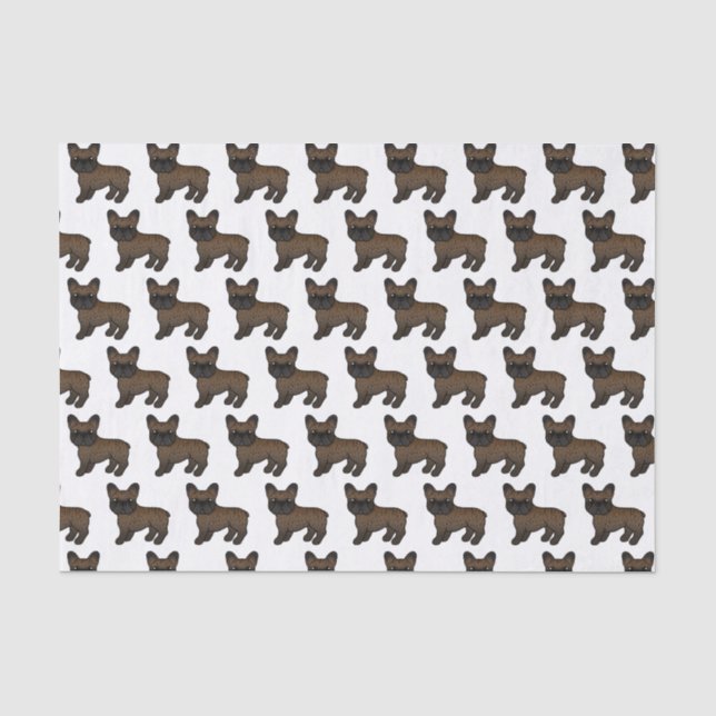 Brindle French Bulldog Cute Cartoon Dog Pattern Tissue Paper (Front)