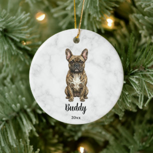 Brindle French Bulldog Dog Name Pet Memorial Ceramic Ornament