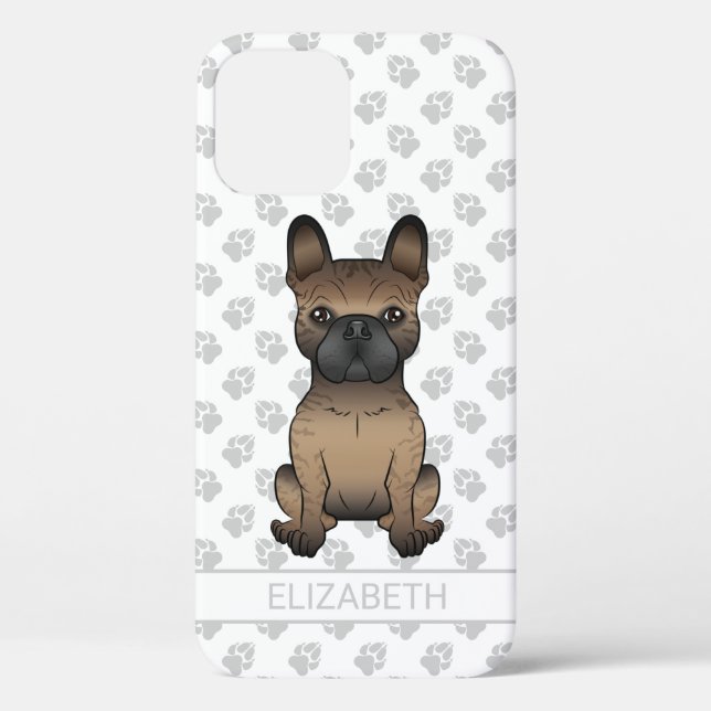 Brindle French Bulldog / Frenchie Cute Dog & Name Case-Mate iPhone Case (Back)