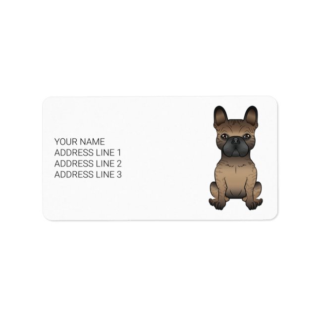 Brindle French Bulldog / Frenchie Cute Dog & Text Label (Front)