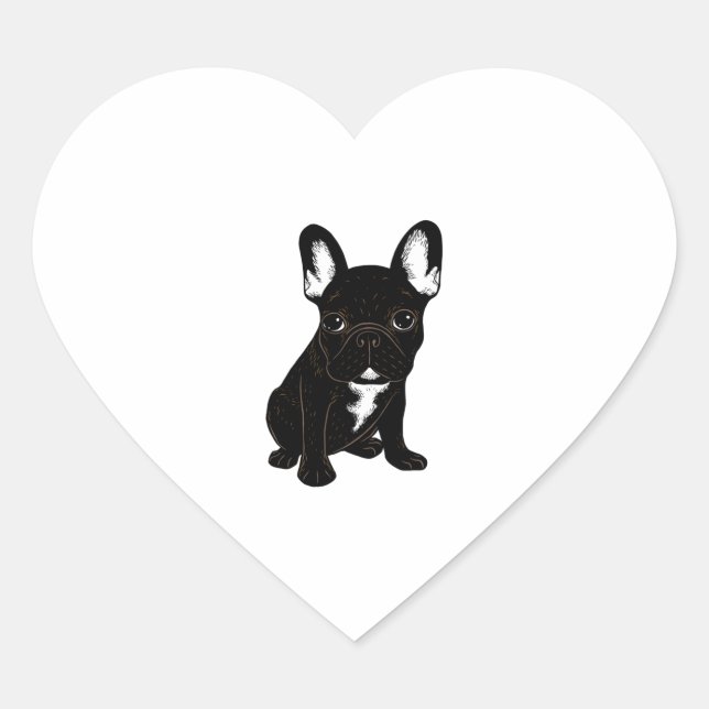 Brindle French Bulldog Heart Sticker (Front)