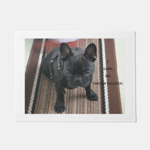 Brindle_French_Bulldog love w pic Doormat
