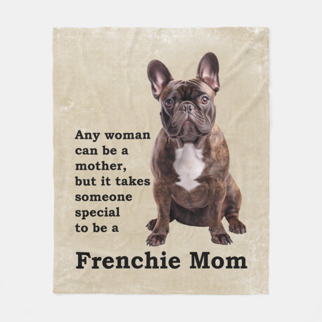 Brindle French Bulldog Mum Fleece Blanket (Front)