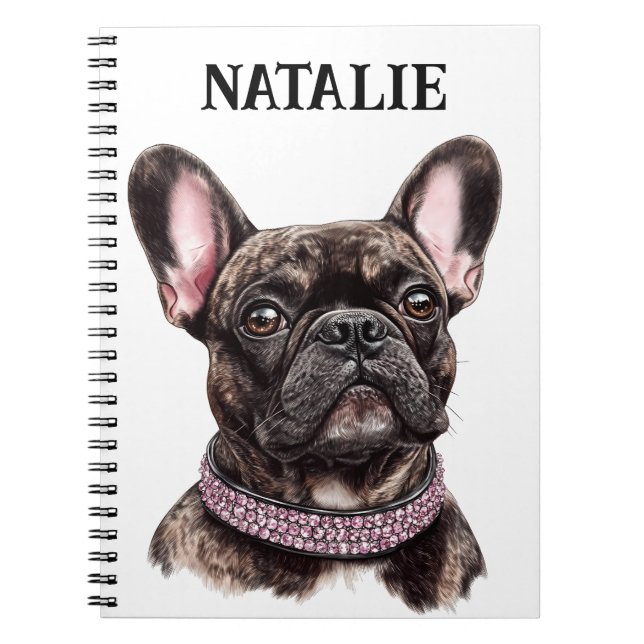 Brindle French Bulldog Portrait Personalised  Notebook (Front)
