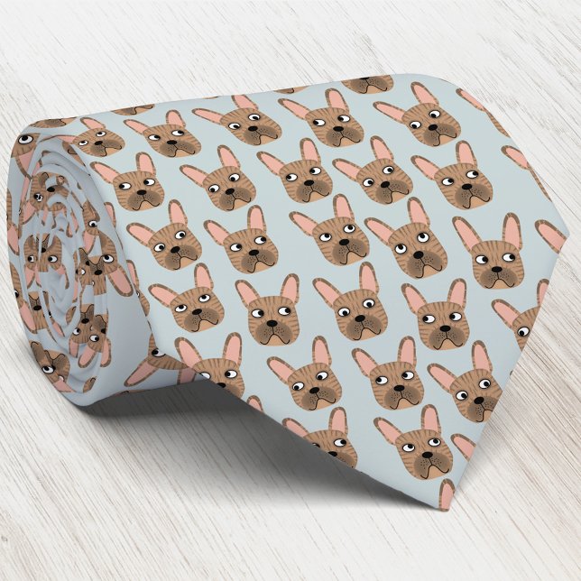 Brindle French Bulldog Tie (Fun Brindle French Bulldog dog pattern art neck tie)
