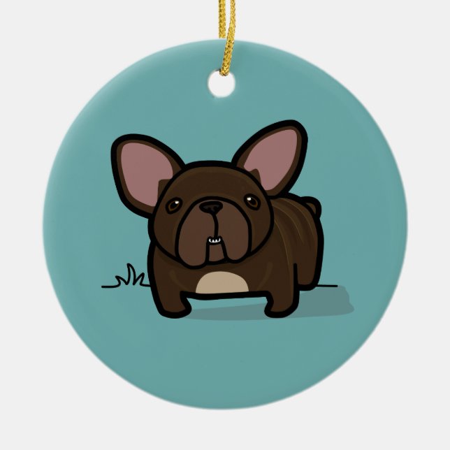 Brindle Frenchie Ceramic Ornament (Front)