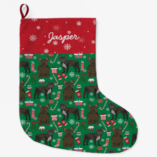 Brindle Frenchie Custom name dog christmas Large Christmas Stocking