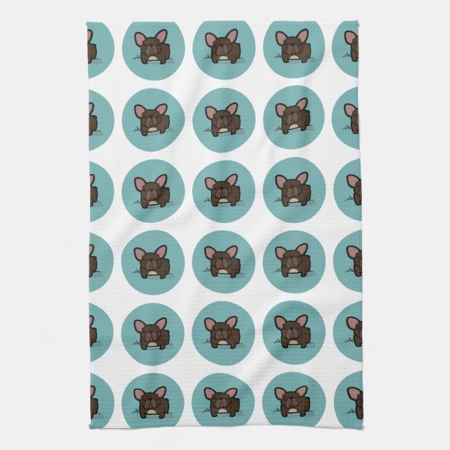 Brindle Frenchie Tea Towel (Vertical)