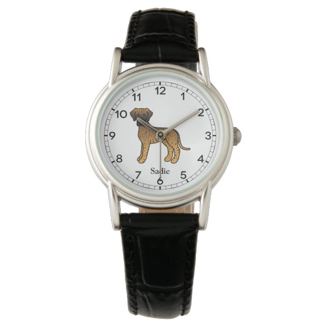 Brindle Great Dane Cute Cartoon Dog & Name Watch (Front)