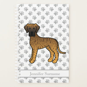 Brindle Great Dane Cute Cartoon Dog & Text Planner