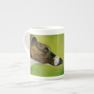 Brindle greyhound bone china mug (a80)