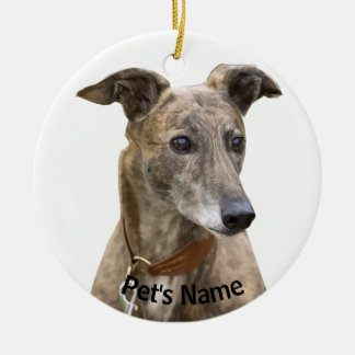 Brindle Greyhound Ceramic Ornament