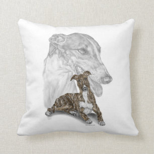 Brindle Greyhound Dog Art Cushion