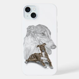 Brindle Greyhound Dog Art iPhone 15 Plus Case