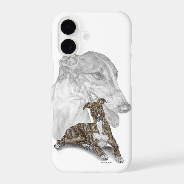 Brindle Greyhound Dog Art iPhone Case (Back)