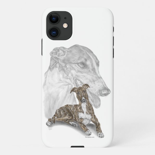Brindle Greyhound Dog Art iPhone Case (Back)