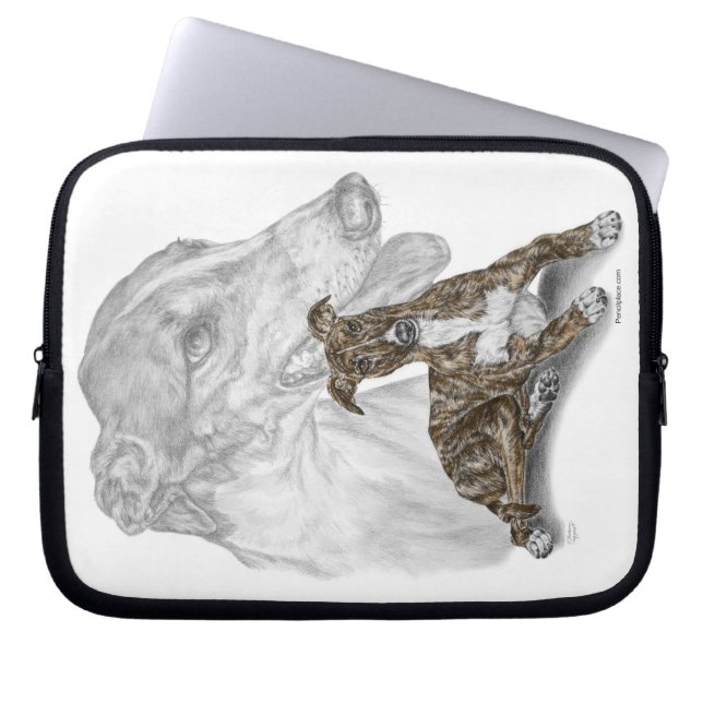 Brindle Greyhound Dog Art Laptop Sleeve (Front)