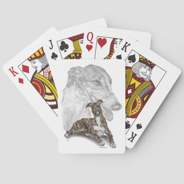 Brindle Greyhound Dog Art Playing Cards (Back)