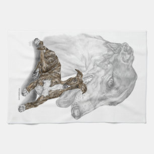 Brindle Greyhound Dog Art Tea Towel