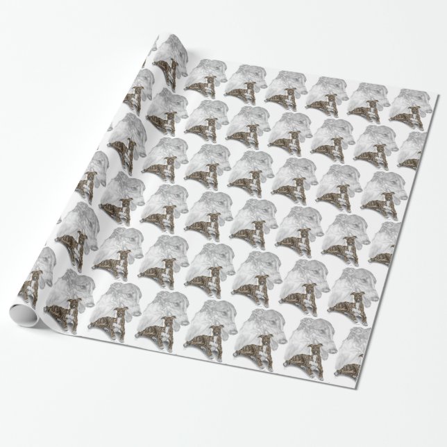 Brindle Greyhound Dog Art Wrapping Paper (Unrolled)