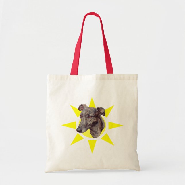 Brindle Greyhound Sunshine Dog Tote Bag (Front)