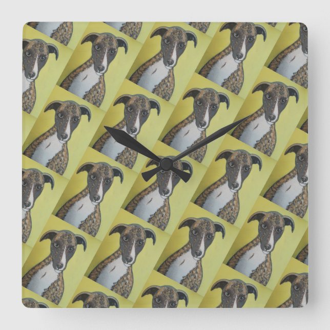 Brindle Greyhound Wall Clock (Front)