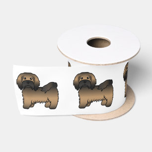Brindle Havanese Cute Cartoon Dog Illustration Satin Ribbon