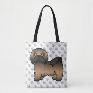 Brindle Havanese Cute Cartoon Dog & Paws Tote Bag